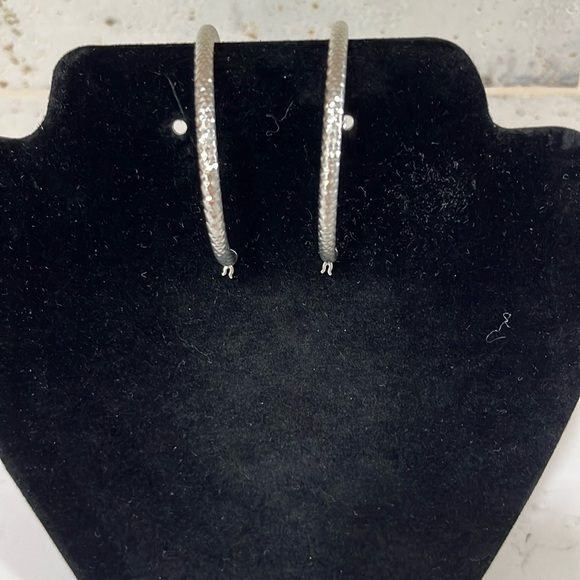 Gorgeous Sparkly Silver Plated Hoops - Picture 2 of 7